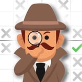 Use your logic to solve the mystery! A detective with a looking glass