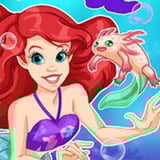 Help Ariel sell adorable pets! Mermaid Ariel and a pet axolotl