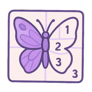 Relax with digital pixel art and color by number games Pixelated butterfly being colored by number