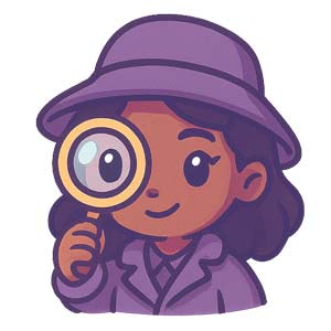 Uncover clues and solve mysteries with detective games Cute African American girl detective with magnifying glass