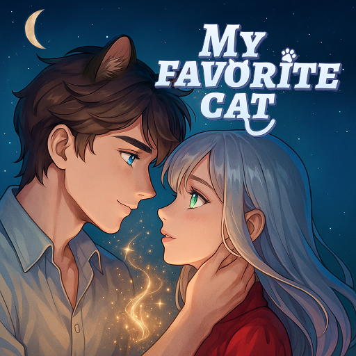 A boy with cat ears embracing a cute gir;