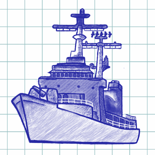 Classic paper-style battleship with quirky mission modes Pen on paper drawn battle ship